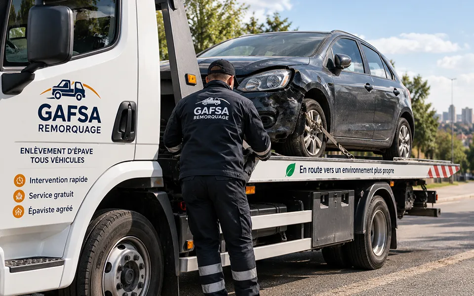 Enlèvement d'une épave par Gafsa Remorquage